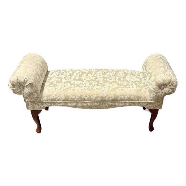 Late 20th Century Queen Anne Style Rolled Arm Bench For Sale