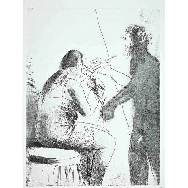 In the Atelier is an original etching realized by Giacomo Manzù in 1968. Hand Signed and numbered. Edition of 125 prints....