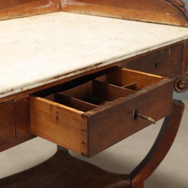 Italian Empire Desk in Walnut with Marble Top For Sale - Image 5 of 12