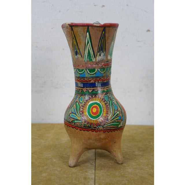 Mid 20th Century Mexican Polychrome Folk Art Terracotta Pottery Pulque Agave Pitcher Vase Jug 10" For Sale - Image 13 of 15