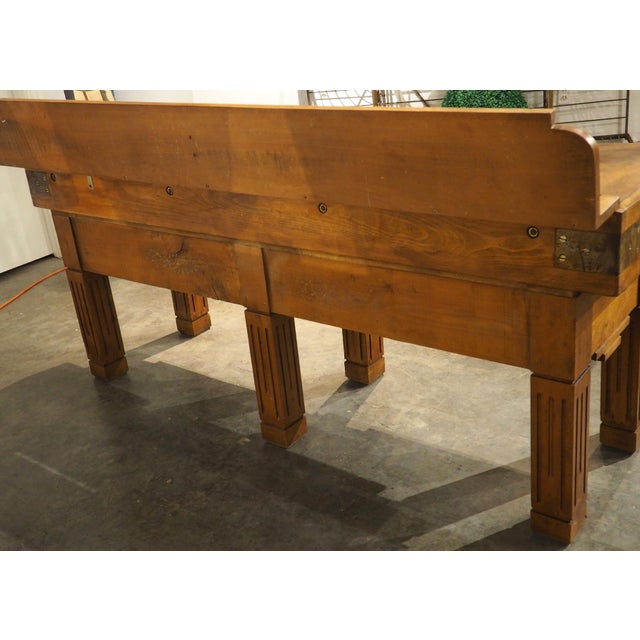 1920s Antique French Double Butcher Block Table With Iron Mounts, Circa 1920s For Sale - Image 5 of 18