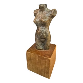 Late 20th Century Bronze Nude Female Toroso Sculpture For Sale