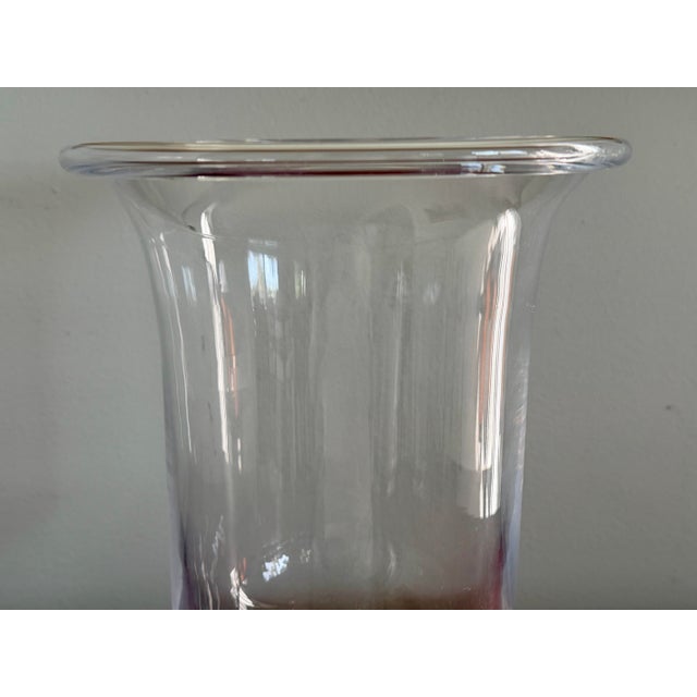 2010s Simon Pearce Signed 12" Glass Hurricane, Candle Holder Hartland Pattern For Sale - Image 5 of 8
