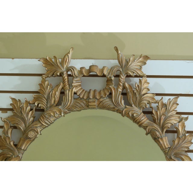 Approx: 15 Years Old Beveled Glass Large Impressive Mirror Ribbon Carved Crest Ornate Frame w. Gold Finish Wood Frame w....