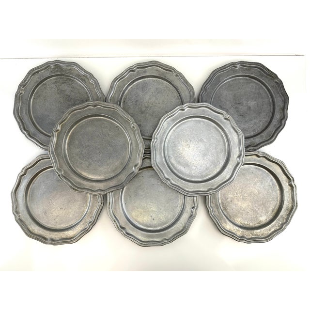 1940s Crown Castle Pewter Dinner Plates Set of 8 Chairish