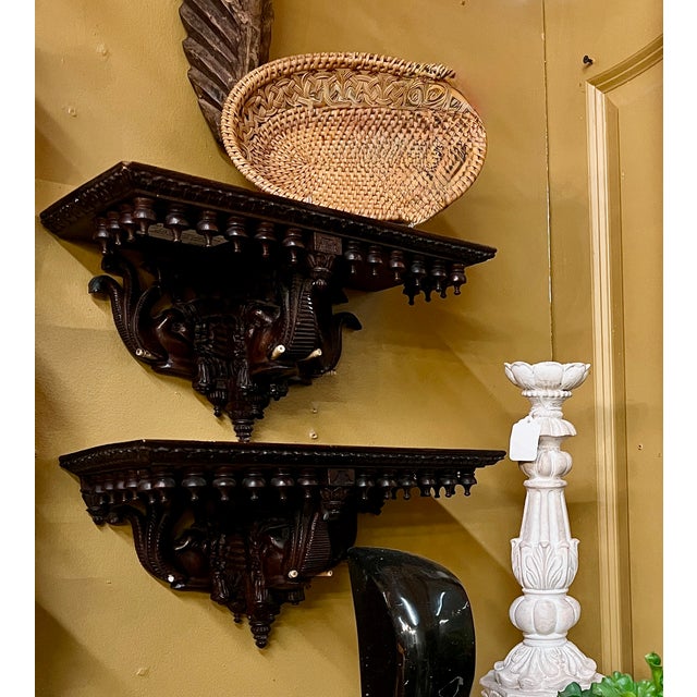 Carved Wooden Anglo-Indian Shelf Featuring an Elephant Head Motif. For Sale - Image 11 of 11