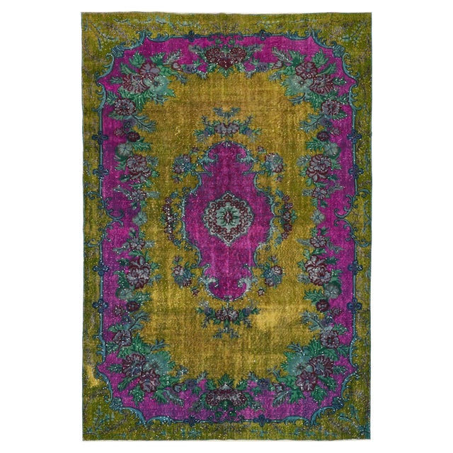 Vintage Turkish Overdyed Rug For Sale
