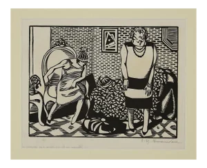 Hermann-Paul, The Conversation, Woodcut Print, 1920s