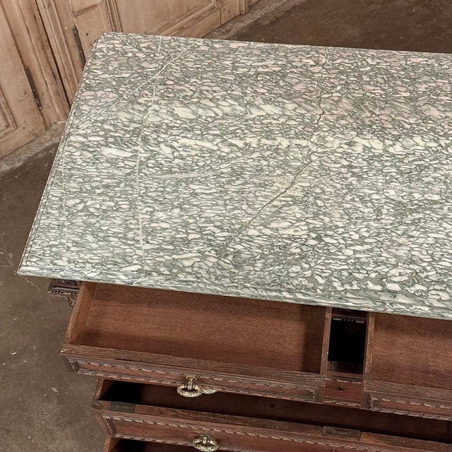 19th Century French Louis XVI Walnut Marble Top Commode For Sale - Image 14 of 16