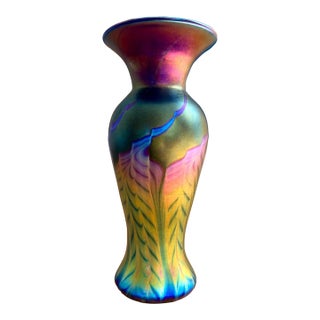 Lundberg Studios Art Glass Vase 2004 Midnight Petite Classic Vase 7.75” For Sale