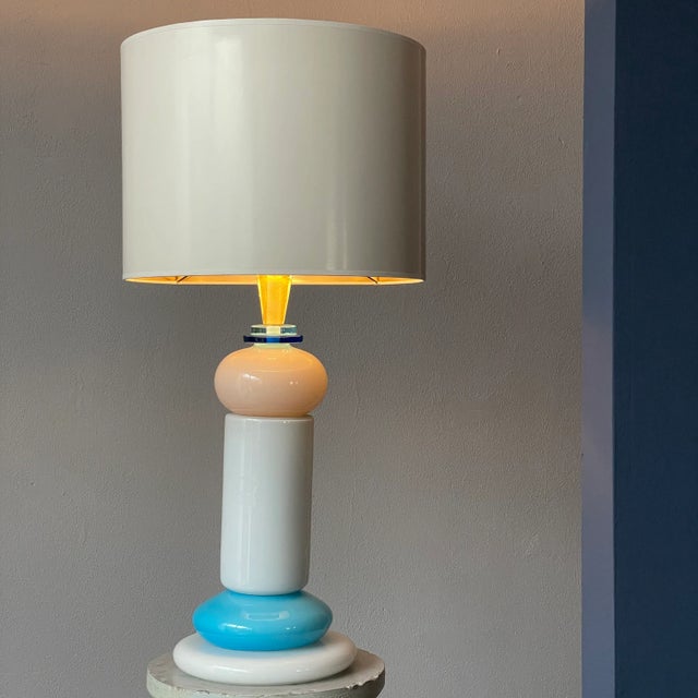Beautiful Murano Glass Table Lamp with half-shade. Bring some of Italy’s wonderful culture into your home with this...