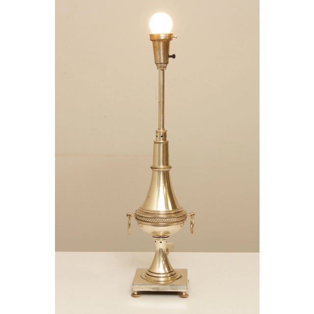 Hollywood Regency Stiffel Vintage Silvered Table Lamp For Sale - Image 3 of 13