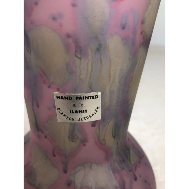 Art Deco 1950s Ilanit Hand Painted Vase For Sale - Image 3 of 6