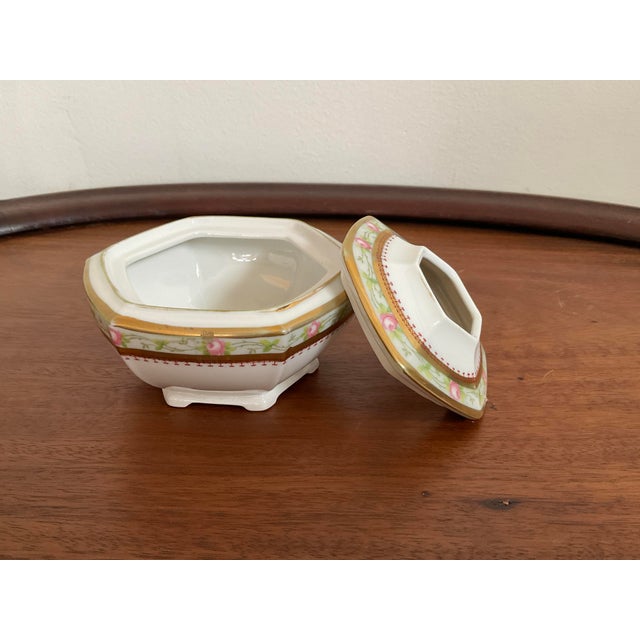 Antique Victorian Hand Painted Austria Mz Hair Receiver, Late 1800's For Sale - Image 9 of 18