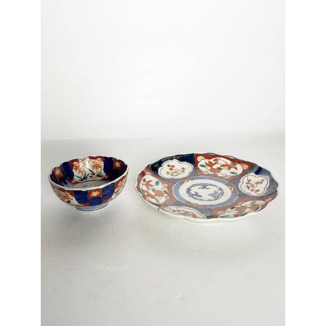 19th Century Japanese Plate and Bowl Set, Set of 2 For Sale - Image 3 of 17