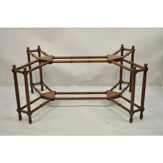 Vintage Kittinger Chinese Chippendale Faux Bamboo Mahogany Coffee Table Base For Sale - Image 11 of 11