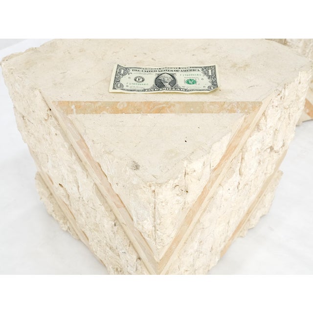 Pair of Cube Shape Tessellated Polished Marble End Tables Night Stands MINT! For Sale - Image 9 of 9