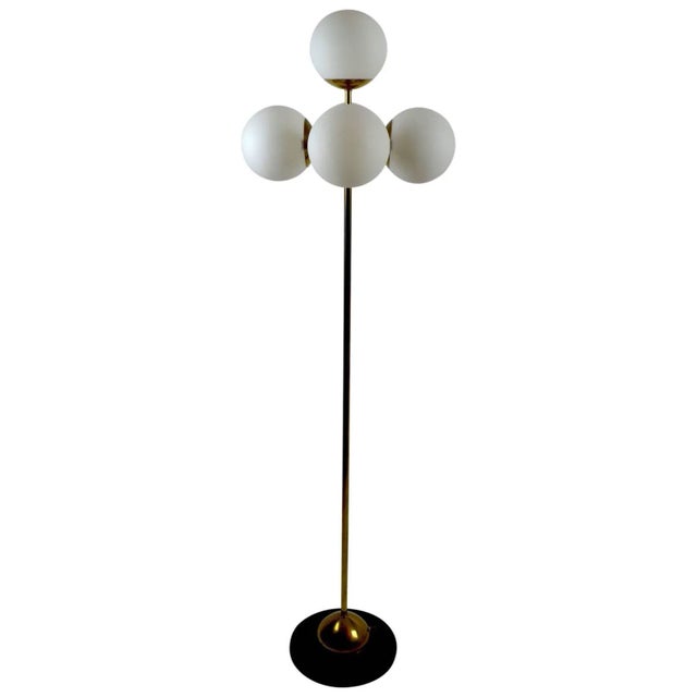 Five Globe Light Sputnik Floor Lamp in Brass and Black For Sale - Image 11 of 11