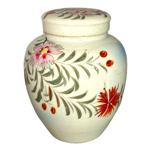 Mid Century Floral Lidded Jar — Signed, Chinese Export