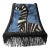 Regal Sapphire Blue Zebra Velvet Lamp Shade With Black Trim & Rayon Fringe For Sale