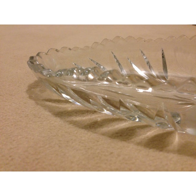 Traditional Vintage ABP Pressed Glass Celery Saw Tooth Dish For Sale - Image 3 of 11