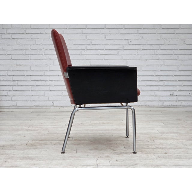 Arne Vodder Danish in Leather and Chrome Steel Armchair by Arne Vodder for Sibast, 1970s For Sale - Image 4 of 18