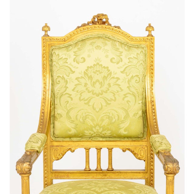 French Pair of Louis XVI Style Giltwood Fauteuils For Sale - Image 3 of 9