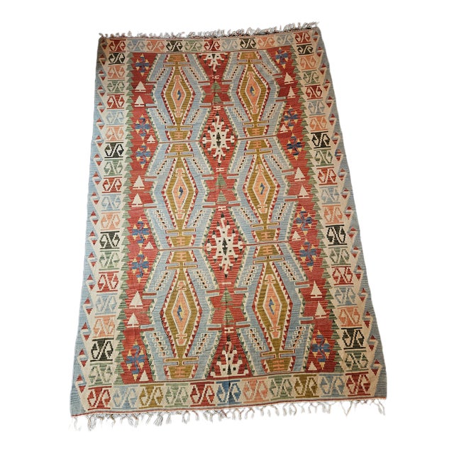 Large Vintage Hand-Knotted Anatolian Kilim, 1970s For Sale