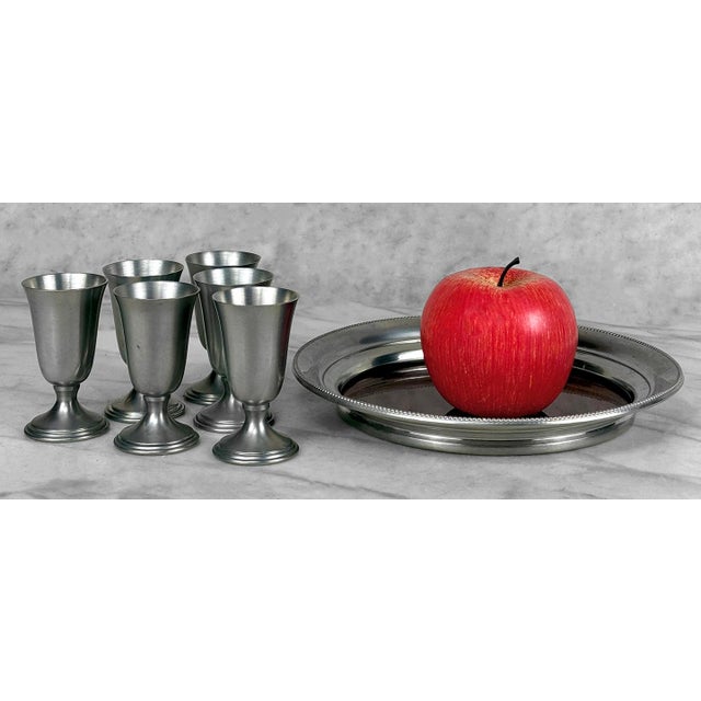 A Set of Pewter & Rosewood Formica Cordial Shot Glasses c. Mid 20th Century - Pairs Nicely with Many Traditional &...