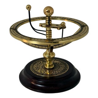 Gold-Plated Brass Orrery on Wooden Mount from Franklin Mint, 1987 For Sale