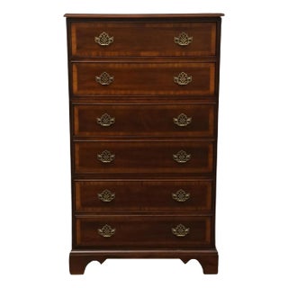 American of Martinsville Banded Mahogany Traditional Chippendale Style 35" Modular Chest of Drawers 8576-04 For Sale