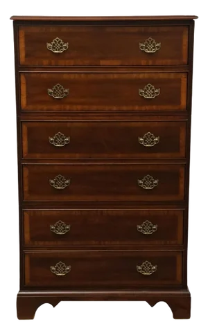American of Martinsville Banded Mahogany Traditional Chippendale Style 35" Modular Chest of Drawers 8576-04