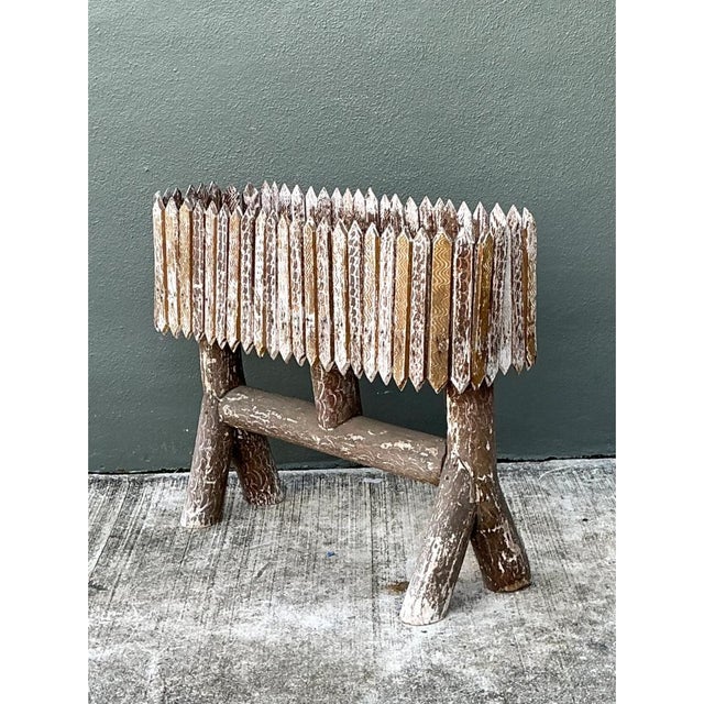 Vintage Patinated Wood Box Planter For Sale - Image 10 of 12