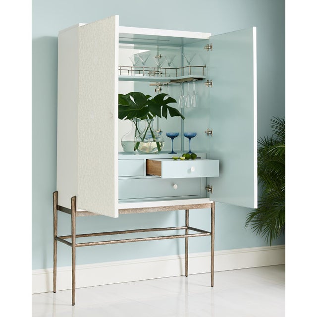 Wood Modern Coastal Bar Cabinet For Sale - Image 7 of 12