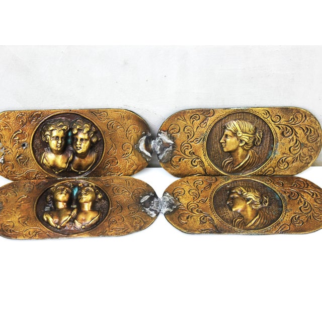 Italian Neoclassical Bronze Furniture Mounts with Cherub and Cameo Medallions, 1900s, Set of 4 For Sale - Image 6 of 12