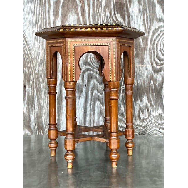 Vintage Boho Inlay Drinks Table For Sale - Image 4 of 7