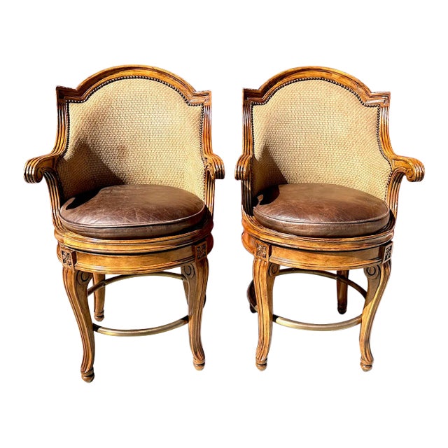 Pair of Century Furniture Swivel Counter Stools For Sale