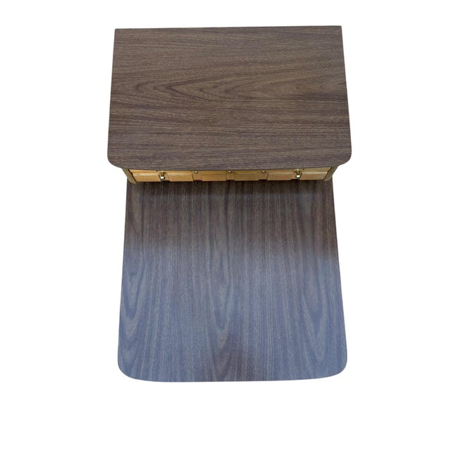 Brown Mersman Mid 20th Century Modern Walnut and Laminate Set Up Side Table For Sale - Image 8 of 18