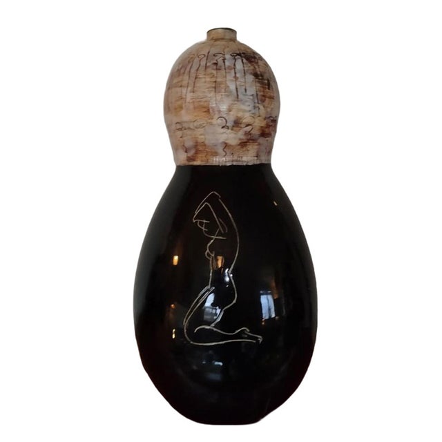 Ceramic 1950s French Atelier Cérenne Ceramic Lamp Base With Sgraffito Nude, Vallauris, C. 1950 For Sale - Image 7 of 13