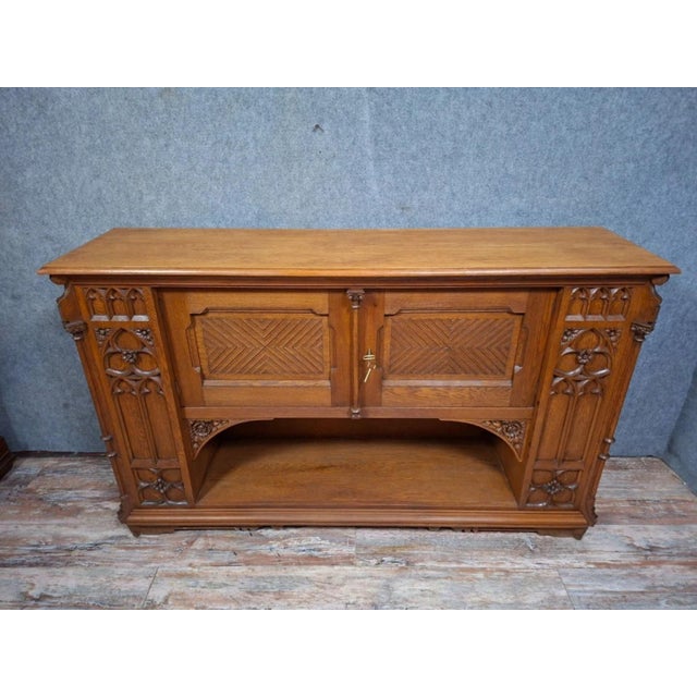 Large Antique 20th Century Gothic Oak Sideboard For Sale - Image 6 of 9