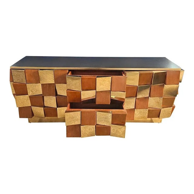 Brass and Wood Sideboard, 1980s For Sale - Image 9 of 11