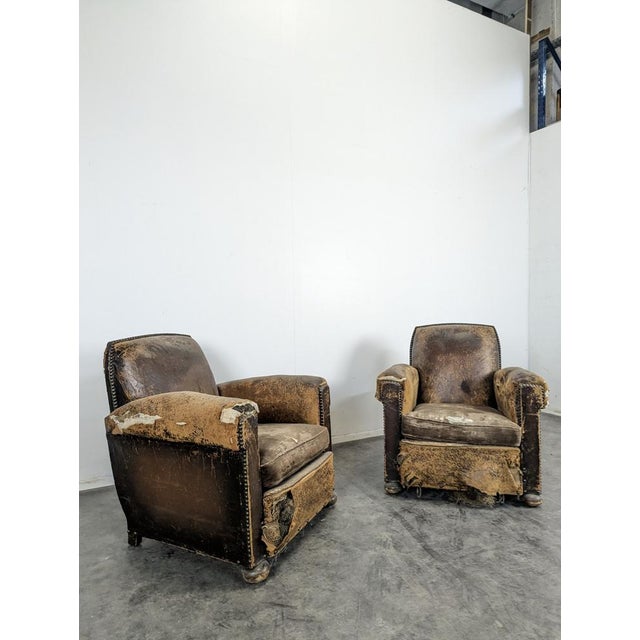 Vintage Leather Club Chairs, Set of 2, in Very Good conditions.