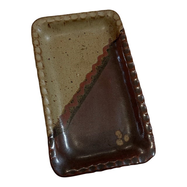 1970s Hand Made Pottery Two-Toned Tray For Sale