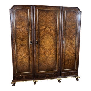 1940s Vintage Burl-Wood Armoire For Sale