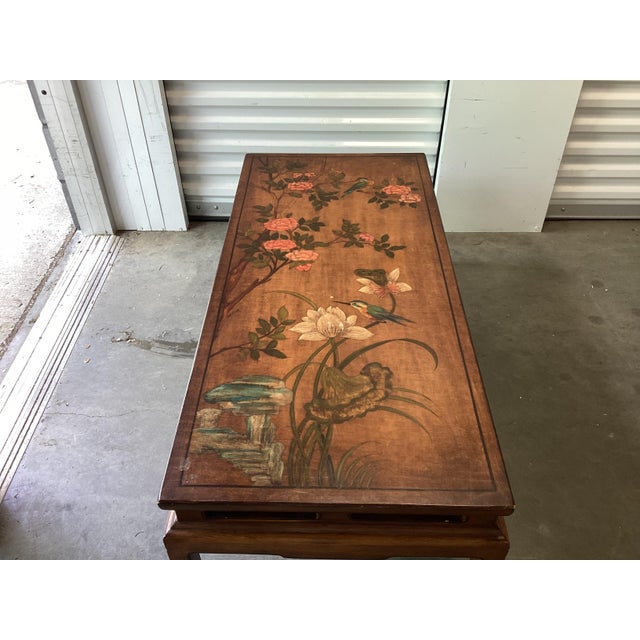 Wood Elegant Asian Painted Coffee Table For Sale - Image 7 of 12