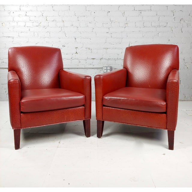 Philippe Starck Art Deco Club Chairs Ostrich Leather Red A Pair Chairish