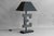 Antique shop sign letter "E" lamp with newly fabricated base and stand. Re-wired and tested. Shade not included. U.K circa...