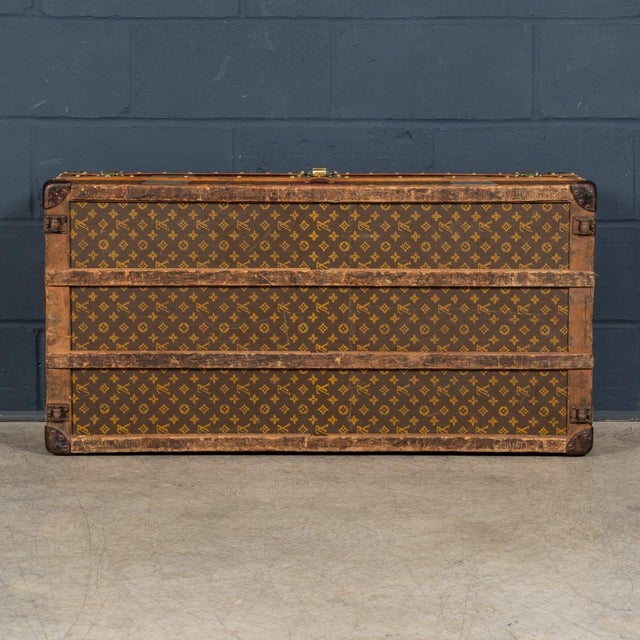 Brown Antique Steamer Trunk in Monogram Canvas from Louis Vuitton, France, 1920s For Sale - Image 8 of 18