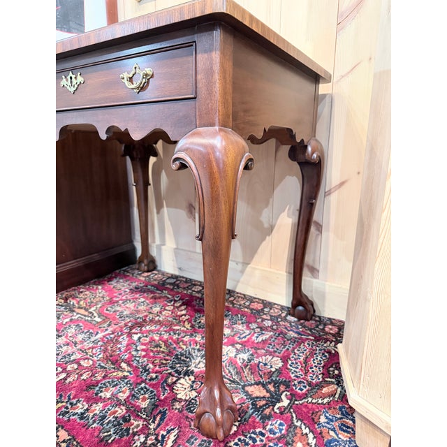 Brown Late 20th Century Henkel Harris Mahogany Marble Top Side Table With Ball & Claw Feet For Sale - Image 8 of 12