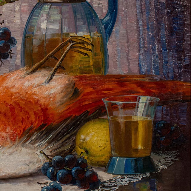 Textile 1970's Large Vintage Still Life Painting For Sale - Image 7 of 12